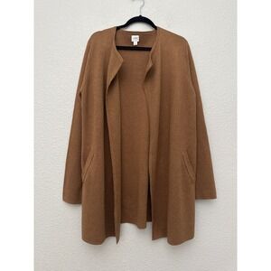 J. Crew Longline Open Front Cardigan Sweater Camel Brown Size Large